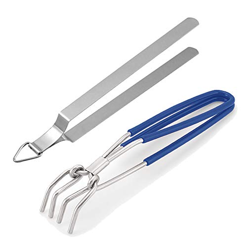FINALITY Stainless Steel pvcTong Combo Set Wire Tong Pakkad/Lifter/Chimta Utensil Holder Utility Tong + Roti/Papad Chimta Combo(Blue) - Image 1
