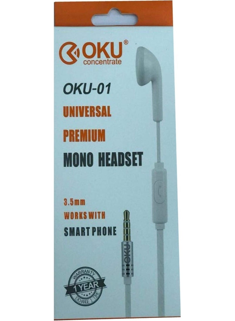 OKU Concentrate OKU Earbud Headphones In-Ear Earphones OKU-01 White