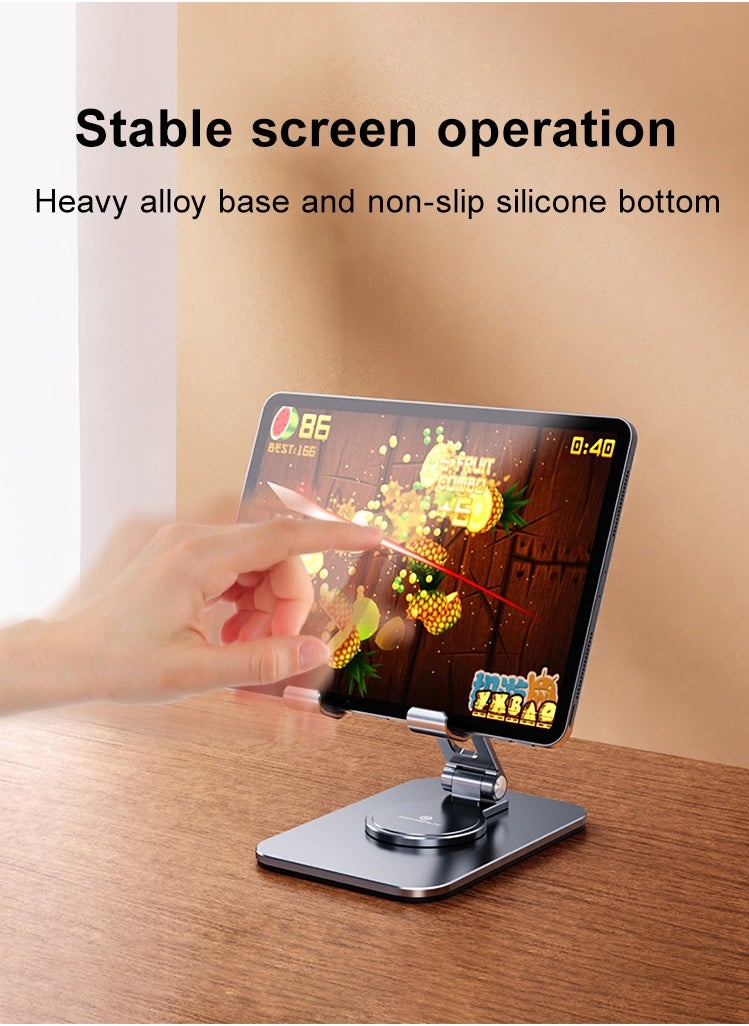 HouDeOS Metal iPad Stand Foldable Tablet Stand iPad Holder Stand Adjustable Mobile Phone Holder for iPad Pro 2021 iPad Air 4 iPad mini iPhone 14/14 Plus/14 Pro/14 Pro Max/13 Pro Max Samsung Galaxy Tab S7  - Image 3