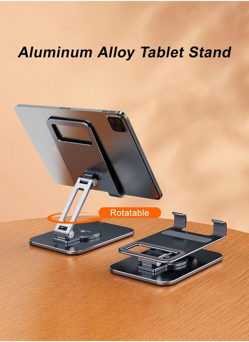 HouDeOS Metal iPad Stand Foldable Tablet Stand iPad Holder Stand Adjustable Mobile Phone Holder for iPad Pro 2021 iPad Air 4 iPad mini iPhone 14/14 Plus/14 Pro/14 Pro Max/13 Pro Max Samsung Galaxy Tab S7  - Image 2
