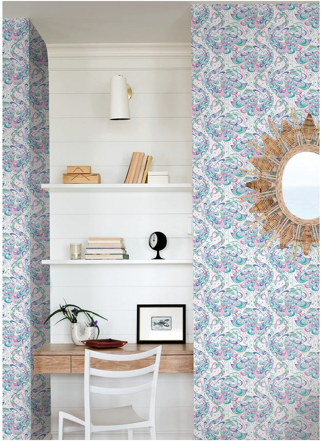 NuWallpaper Nus4327 Flamingo Peel & Stick Wallpaper Fuschia Aqua  - Image 2
