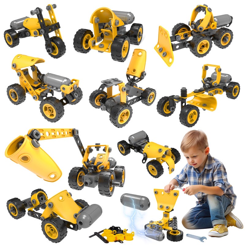 Pakoo 10 in 1 Kids STEM Building Toys Electric Building Blocks Toys Set for 5 6 7 8 Year Old Boy Educational STEM Learning Construction Excavator Kit for Kids Age 48 57 68 810 - Image 3