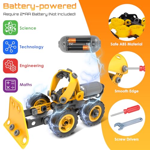 Pakoo 10 in 1 Kids STEM Building Toys Electric Building Blocks Toys Set for 5 6 7 8 Year Old Boy Educational STEM Learning Construction Excavator Kit for Kids Age 48 57 68 810 - Image 5