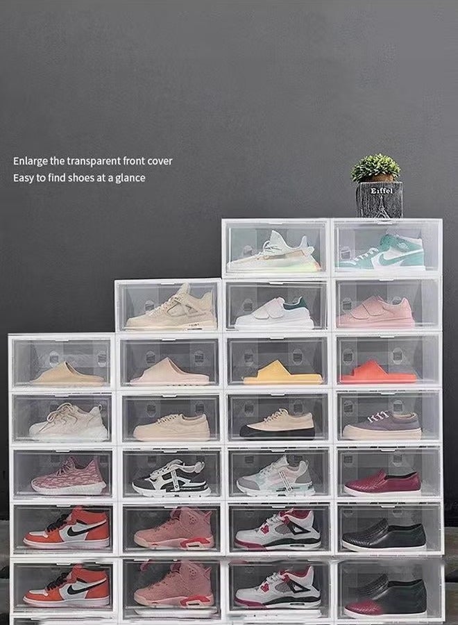 Beauenty Shoe Storage Box 5 Pack Clear Plastic Stackable Shoe Organizer for Closet Interlocking Design Shoe Container Bins for Sneakers Foldable Shoe Rack with Lids - Image 2