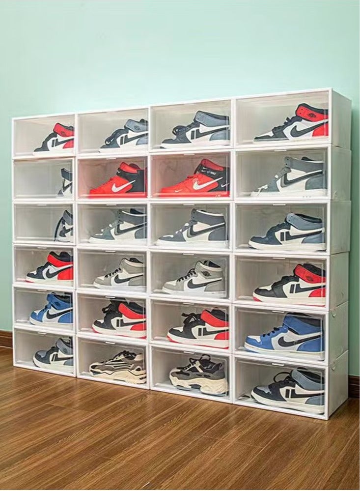 Beauenty Shoe Storage Box 5 Pack Clear Plastic Stackable Shoe Organizer for Closet Interlocking Design Shoe Container Bins for Sneakers Foldable Shoe Rack with Lids - Image 5