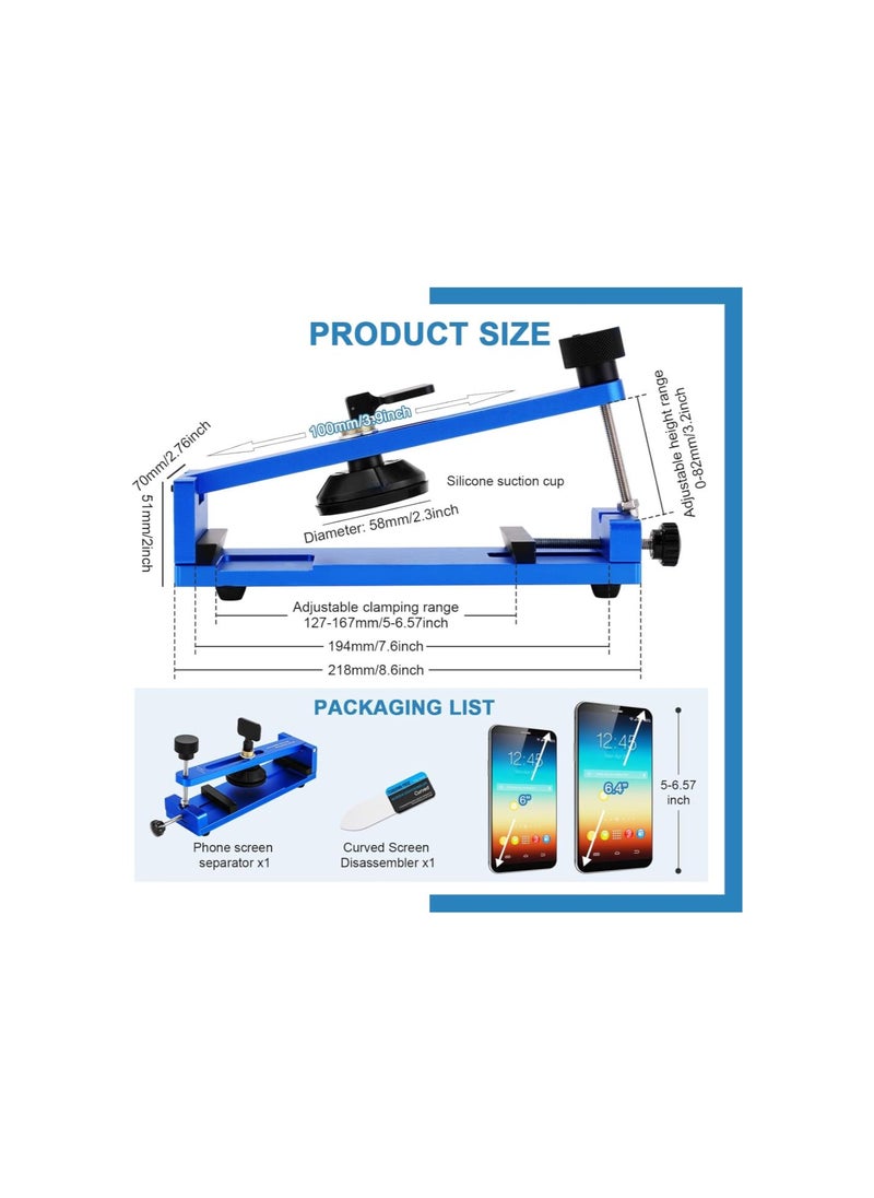 Phone Screen Separator Tool Machine with Suction Cup, Mobile Phone Free-Heating Screen Removal Tool Kit for LCD Phone Screen 6” 6.4” (Blue)
