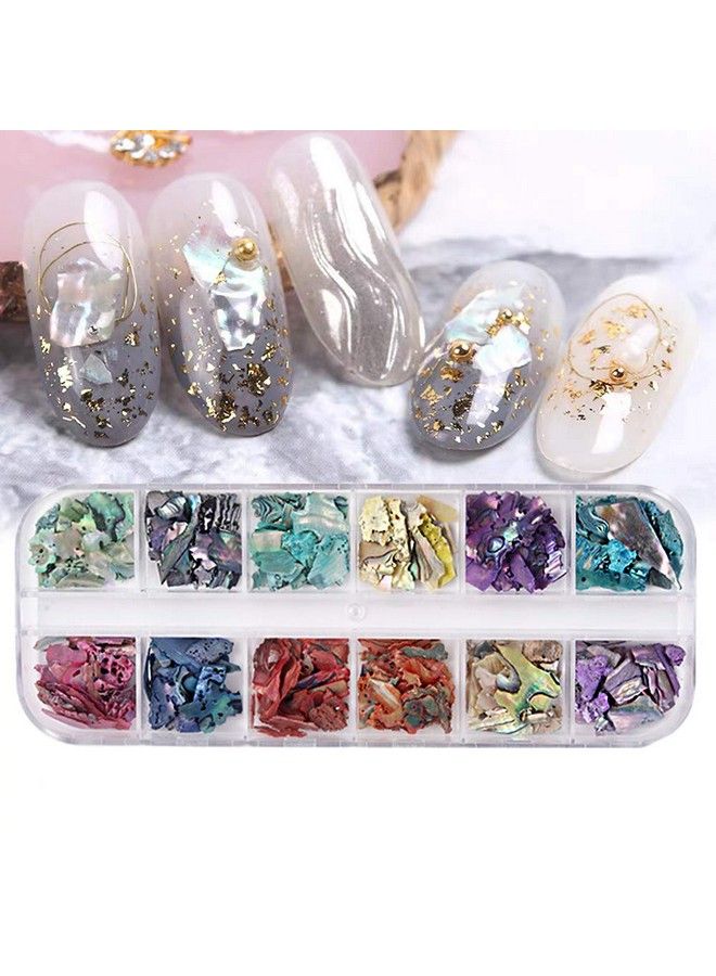 TOROKOM 12 Colors 3D Irregular Nail Art Abalone Seashell Slices Torokom Nail Art Shell Piece Irregular Nail Art Decorations Colorful Manicure Uv Gel Flake Mermaid Nail Sequins(Transparent 1 Box) - Image 5
