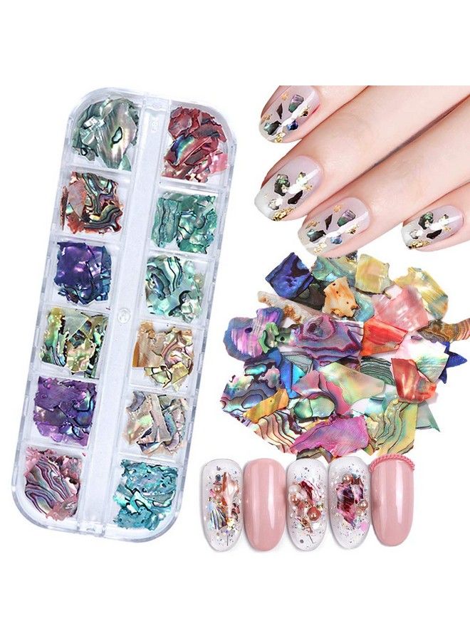 TOROKOM 12 Colors 3D Irregular Nail Art Abalone Seashell Slices Torokom Nail Art Shell Piece Irregular Nail Art Decorations Colorful Manicure Uv Gel Flake Mermaid Nail Sequins(Transparent 1 Box) - Image 1