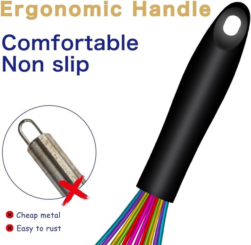 OYV Dishwasher Safe Colorful Silicone Whisk, Sealed Waterproof Design Set of 3, Professional Kitchen Whisks for Cooking Non-Scratch, Silicone & Stainless Steel Whisk, Heat Resistant Balloon Egg Beater - Image 5