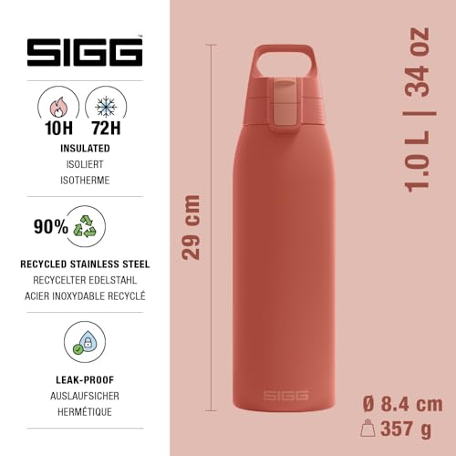 SIGG Insulated Water Bottle Shield Therm One Eco Red Suitable For Carbonated Beverages Leakproof Dishwasher Safe BPA Free 90 Recycled Stainless Steel Pink 34 Oz - Image 3