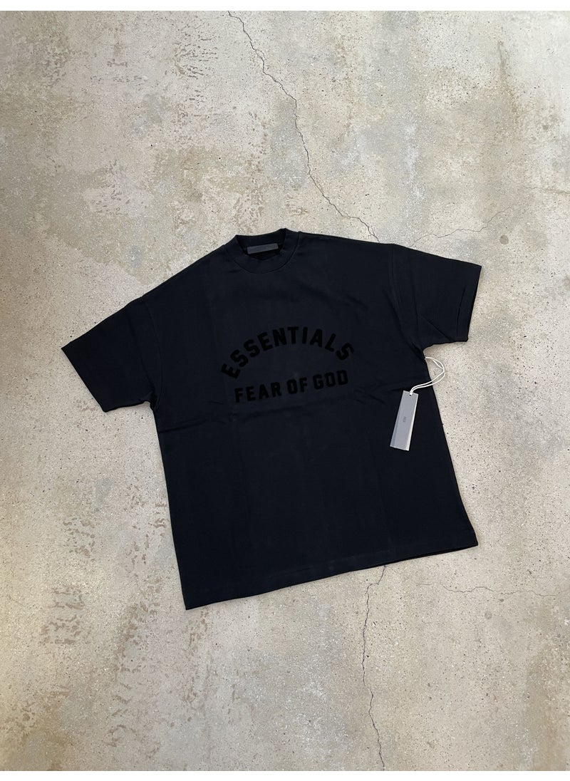 Generic - FOG ESSENTIALS Curved Print Heavyweight Tee Xuan Qing Black - Image 1