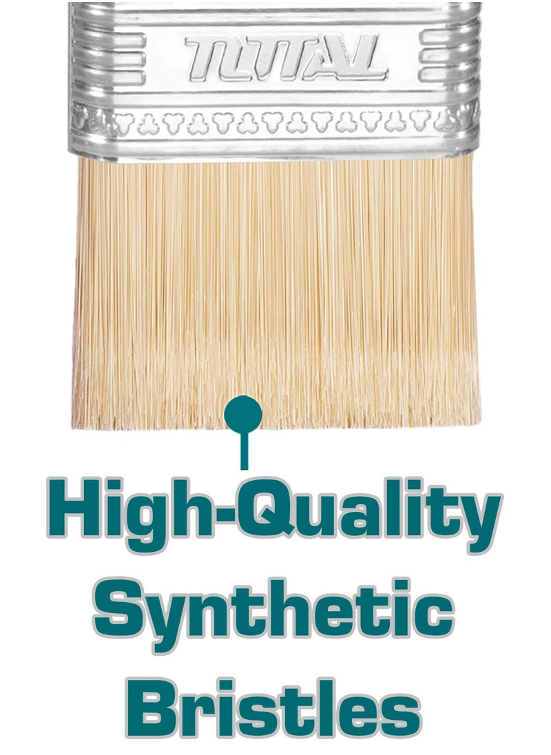 TOTAL TOTAL 3 Pieces Paint Brush Set – Assorted Sizes, Durable Synthetic Bristles, Comfortable Handles – Ideal for Walls, Wood, Metal & Oil-Based Paint Types  - Image 5