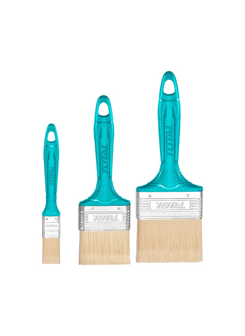 TOTAL TOTAL 3 Pieces Paint Brush Set – Assorted Sizes, Durable Synthetic Bristles, Comfortable Handles – Ideal for Walls, Wood, Metal & Oil-Based Paint Types  - Image 1