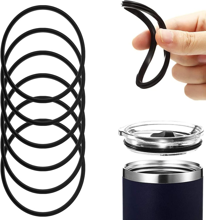 GANPUB 5Pcs Black Replacement Rubber Lid Ring Compatible with Travel Mug 16oz and 20oz Gasket Seals Lid for Insulated Stainless Steel Tumblers, Coffee Cups, Tumblers and Water Glasses，Kitchen and Dining - Image 1