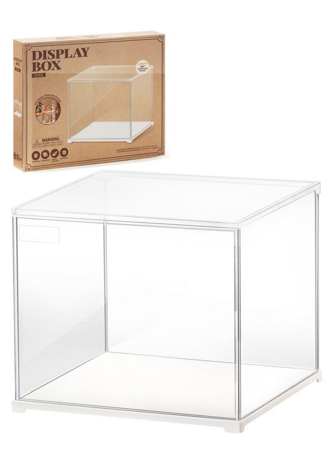 ROBOTIME Clear Acrylic Display Case Dustproof Box Stand with White Base, Dust Cover Display Case for Assemble Countertop Cube Organizer Stand Storage Boxes（11.3x9.3x9.6inch） - Image 1