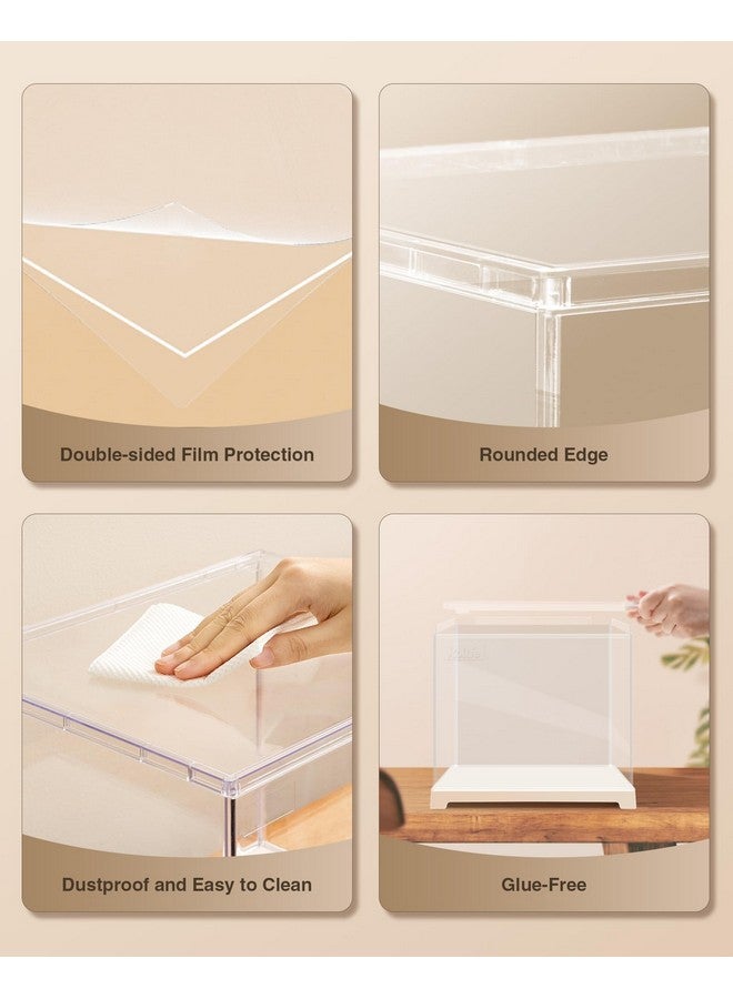 ROBOTIME Clear Acrylic Display Case Dustproof Box Stand with White Base, Dust Cover Display Case for Assemble Countertop Cube Organizer Stand Storage Boxes（11.3x9.3x9.6inch） - Image 3