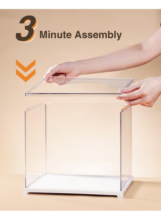 ROBOTIME Clear Acrylic Display Case Dustproof Box Stand with White Base, Dust Cover Display Case for Assemble Countertop Cube Organizer Stand Storage Boxes（11.3x9.3x9.6inch） - Image 4