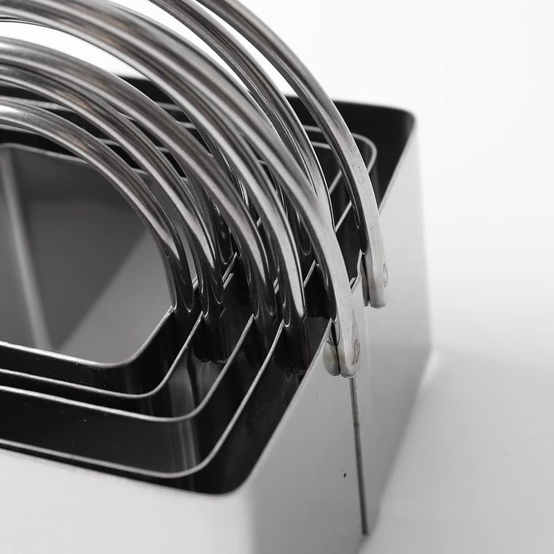 FREESHU Cookie Cutters Set Of 10  5 Sizes Round And 5 Sizes Square Stainless Steel Biscuit Cutters With Handles - Image 5