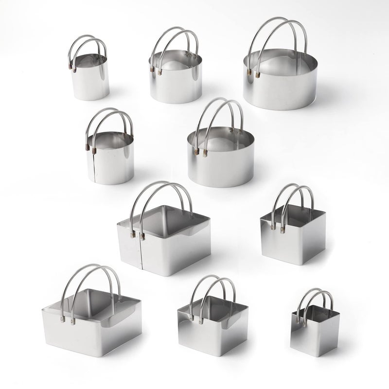 FREESHU Cookie Cutters Set Of 10  5 Sizes Round And 5 Sizes Square Stainless Steel Biscuit Cutters With Handles - Image 4