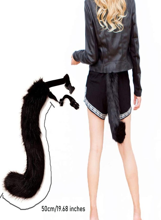 Moyubath Cat Wolf Fox Faux Fur Furry Tail for Cosplay Halloween Fancy Party Costume Accessories, Pink, 19.68 inch - Image 2