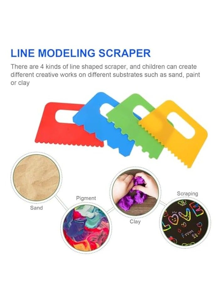 PROMASS Plastic Paint Scraper, Plastic Putty Knife Putty Plastic Spreader Spackle Tool Plastic Putty Knife scraper Tool Kids Putty Scraper for Art 4pcs  - Image 3