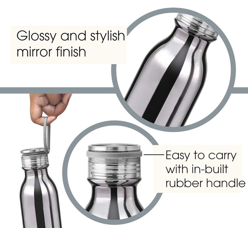 Milton Milton Glitz 600 Thermosteel 24 Hours Hot and Cold Water Bottle, 580 ml, Silver - Image 4