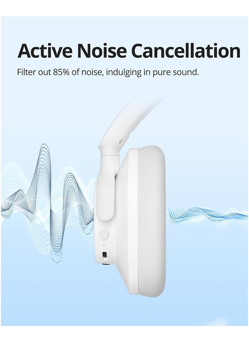 Tronsmart Tronsmart sounfii Q20 Active Noise Cancelling Headphones, Wireless Over Ear Bluetooth Headphones, 60H Playtime, Rich-Detailed Sound, Customize EQ, Comfort Fit Ear Cups, for Travel, Home Office(White)  - Image 2