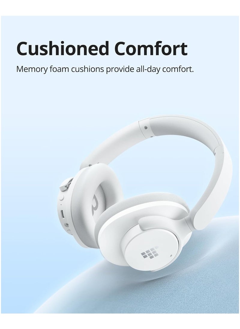 Tronsmart Tronsmart sounfii Q20 Active Noise Cancelling Headphones, Wireless Over Ear Bluetooth Headphones, 60H Playtime, Rich-Detailed Sound, Customize EQ, Comfort Fit Ear Cups, for Travel, Home Office(White)  - Image 5