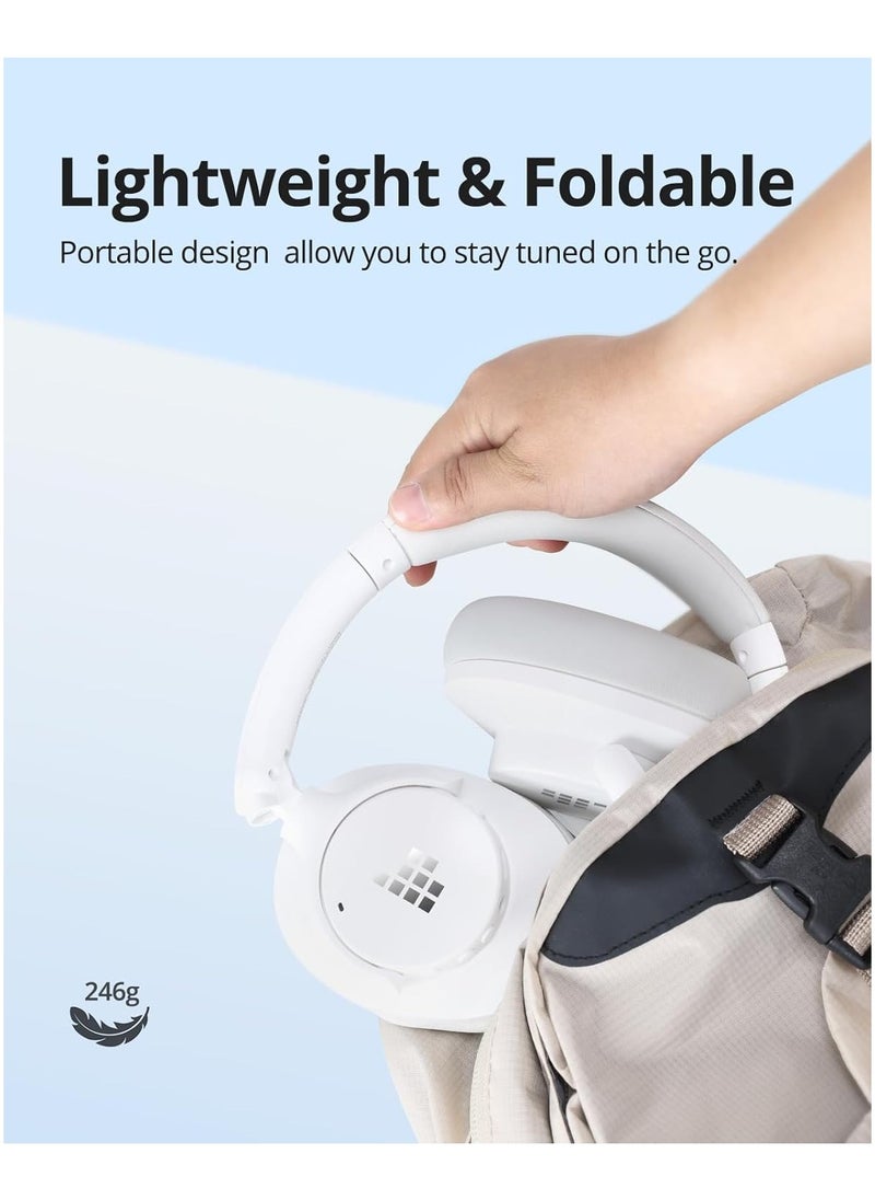 Tronsmart Tronsmart sounfii Q20 Active Noise Cancelling Headphones, Wireless Over Ear Bluetooth Headphones, 60H Playtime, Rich-Detailed Sound, Customize EQ, Comfort Fit Ear Cups, for Travel, Home Office(White)  - Image 4