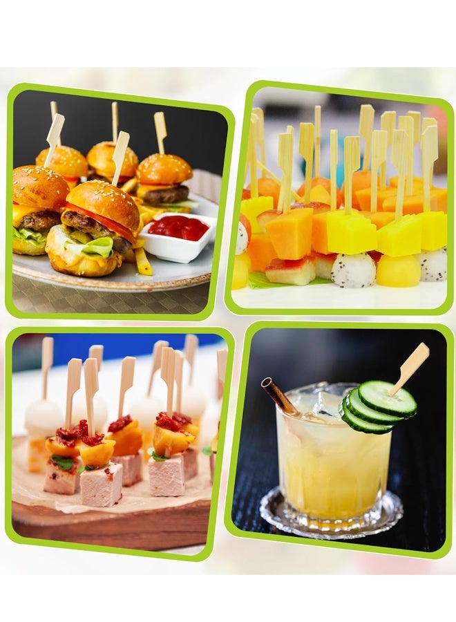 100PCS Bamboo Skewers for Appetizers,Cocktail Picks Fancy Toothpicks for Appetizers, Flat Paddle Wooden Skewers Food Sticks for Party Drinks Fruit BBQ Accessories - Image 5