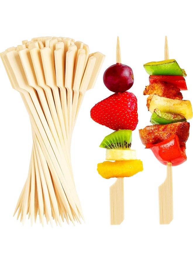 100PCS Bamboo Skewers for Appetizers,Cocktail Picks Fancy Toothpicks for Appetizers, Flat Paddle Wooden Skewers Food Sticks for Party Drinks Fruit BBQ Accessories - Image 1