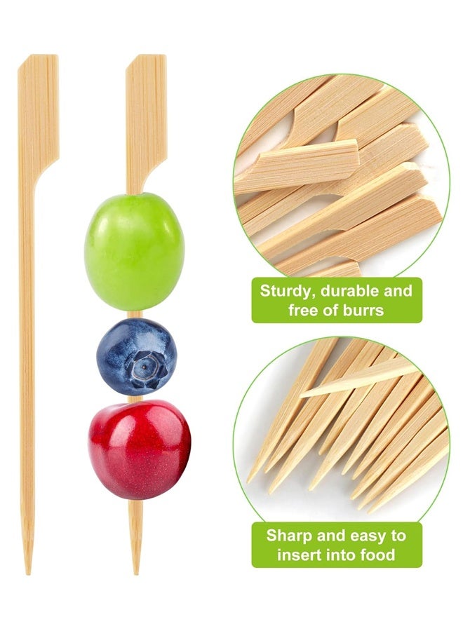 100PCS Bamboo Skewers for Appetizers,Cocktail Picks Fancy Toothpicks for Appetizers, Flat Paddle Wooden Skewers Food Sticks for Party Drinks Fruit BBQ Accessories - Image 3