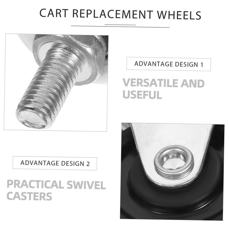 4Pcs Threaded Stem Swivel Caster Wheels with Brake Rubber Replacement for Trolley Cart - Image 4