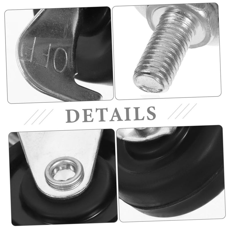 4Pcs Threaded Stem Swivel Caster Wheels with Brake Rubber Replacement for Trolley Cart - Image 3