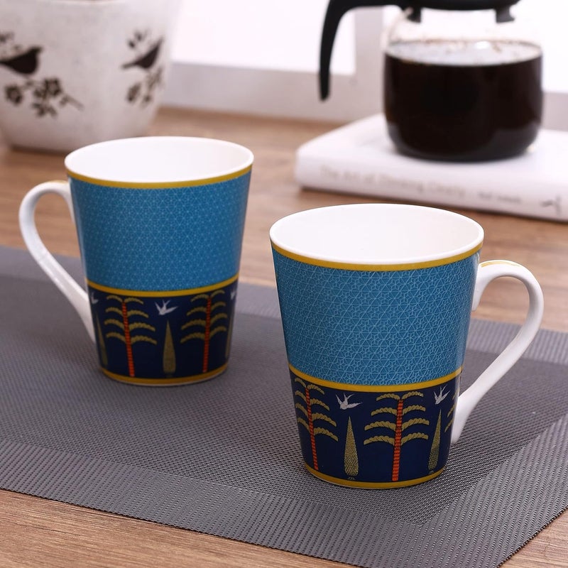 India Circus Floral Ceramic Tea Milk or Coffee Mugs Set of 2 300ml Each Multicolor can be Used to Gift to Loved Ones ICMM2CC9 - Image 3