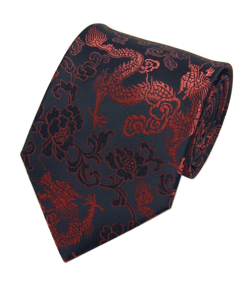 Secdtie Men's Wide Black Red Ties Paisley Jacquard Woven Daily Dress Meeting Neckties - Image 1