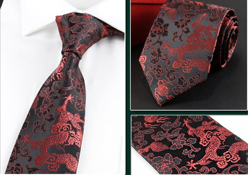 Secdtie Men's Wide Black Red Ties Paisley Jacquard Woven Daily Dress Meeting Neckties - Image 3