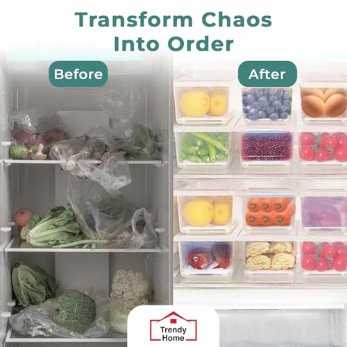 Senego (Pack of 6 Fridge Storage Boxes, Plastic Boxes for Storage, Storage Box for Kitchen, Kitchen Organizer Items, Fridge Organiser, Kitchen Storage Container Set - Image 3