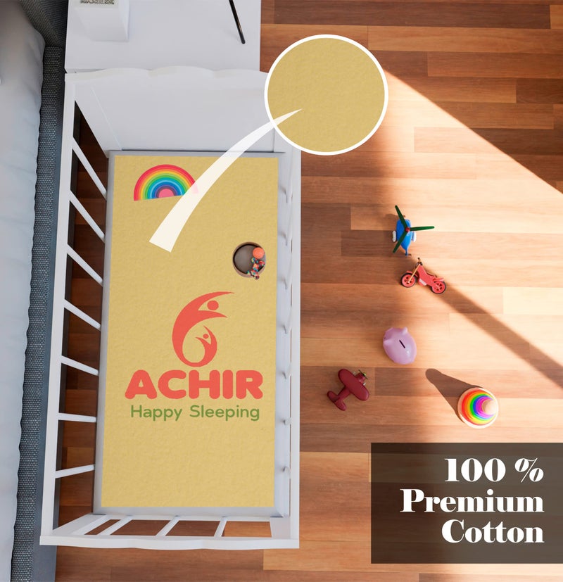 ACHIR Waterproof Cotton Dry Sheet/Bed Protector/Absorbent Mat Small, 50 cm x 70 cm, Yellow - Image 4