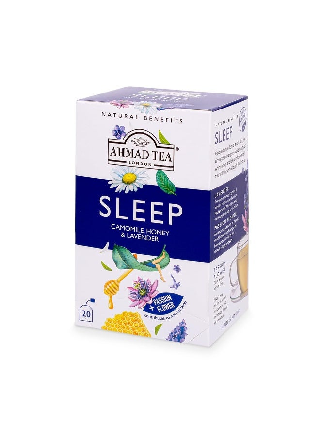 Ahmad Tea Sleep Camomile Honey & Lavender Herbal Tea With Passion Flower Natural Benefits 20 Teabags - Image 2