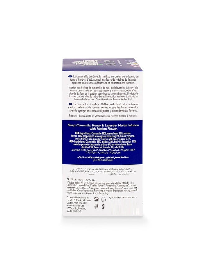 Ahmad Tea Sleep Camomile Honey & Lavender Herbal Tea With Passion Flower Natural Benefits 20 Teabags - Image 3