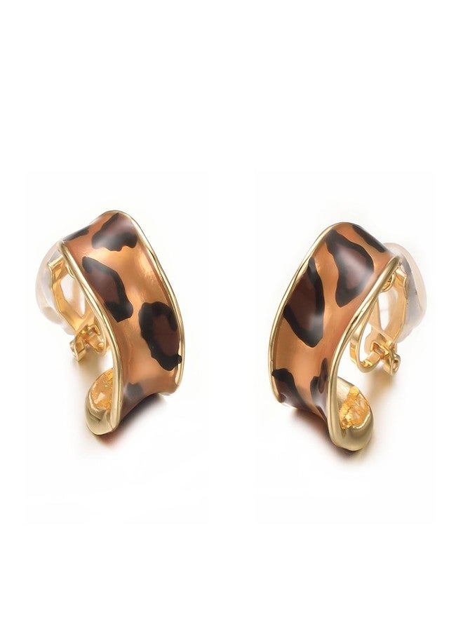Yoursfs Leopard Print Clip On Earrings For Women Cheetah Print Clip On Hoop Earrings Animal Print Earring Hypoallergenic Jewelry - Image 4