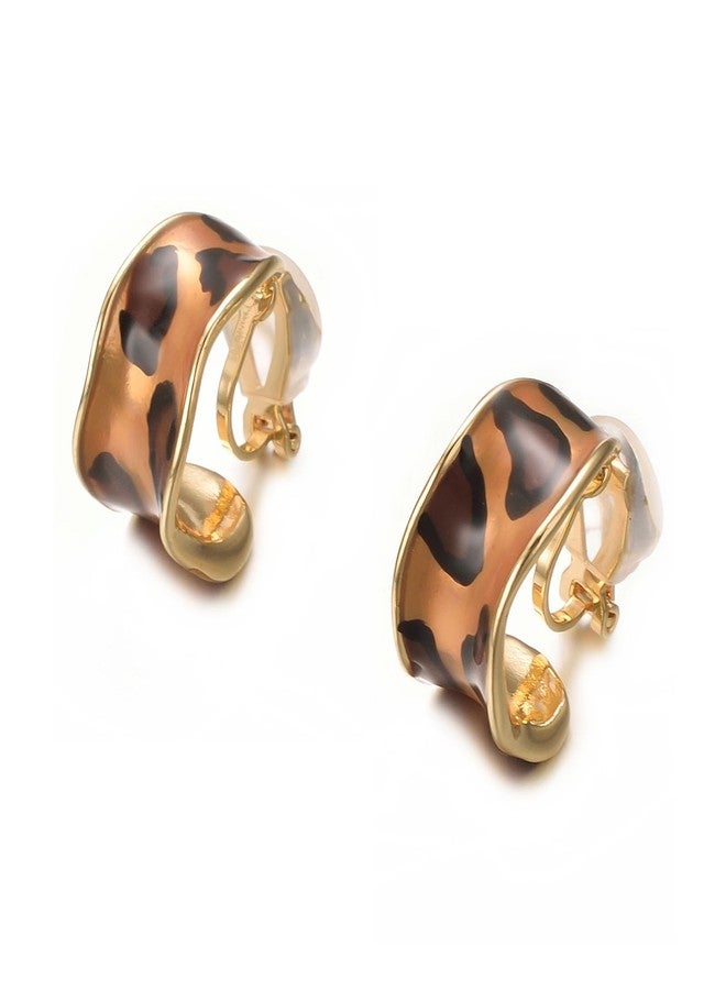 Yoursfs Leopard Print Clip On Earrings For Women Cheetah Print Clip On Hoop Earrings Animal Print Earring Hypoallergenic Jewelry - Image 3