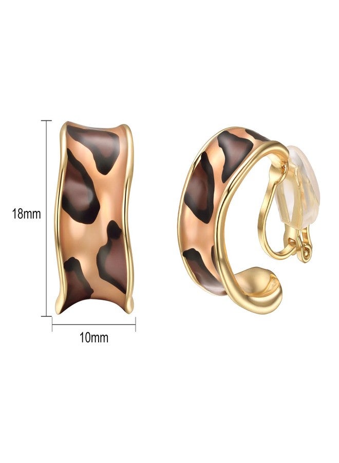 Yoursfs Leopard Print Clip On Earrings For Women Cheetah Print Clip On Hoop Earrings Animal Print Earring Hypoallergenic Jewelry - Image 2