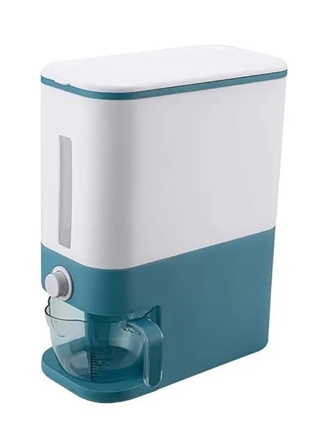 White/Blue Automatic Rice Storage Dispenser Container with Lid - 41 x 17 x 34cm - Image 1