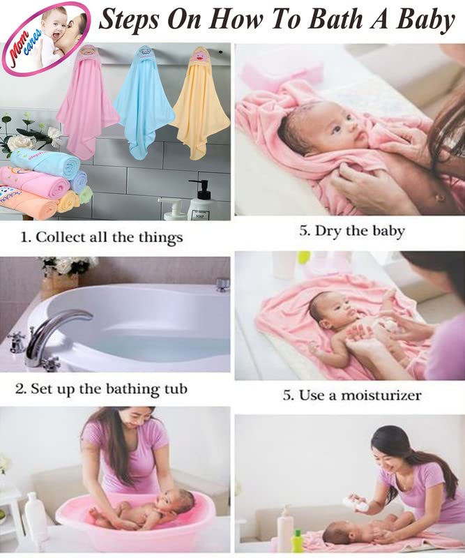 MOM CARE Cotton Hooded Bath Towels for Newborn Baby Wash Cloth for Babies Extra Soft Bathing Towel Infants Toddlers,(Pack of 1) Yellow L-76cm X B-76cm - Image 4
