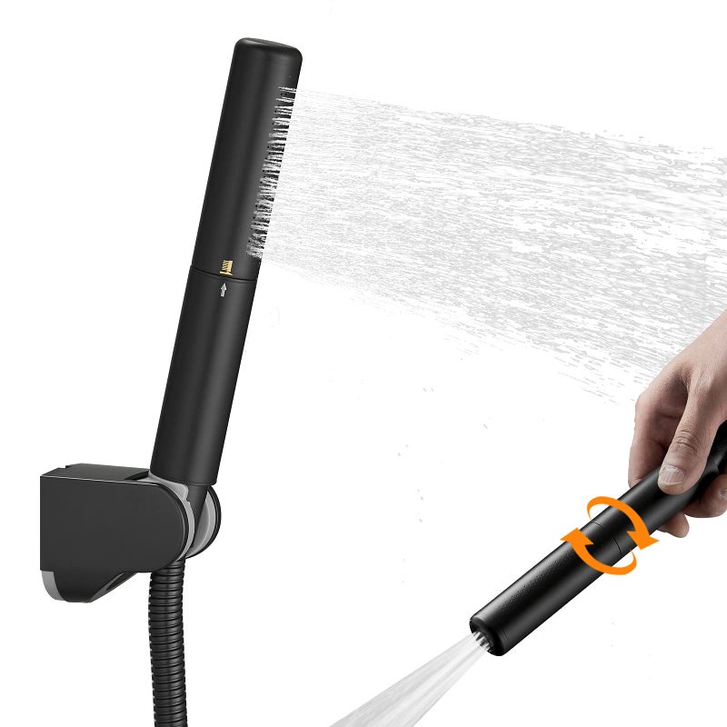 BESy Black Brass 2 In 1 Function Handheld Shower Head Set High Pressure 7 Inch Shower Head High Flow Hand Shower Wand with 59 Inch Hose, Bracket, Matte Black Finish - Image 1