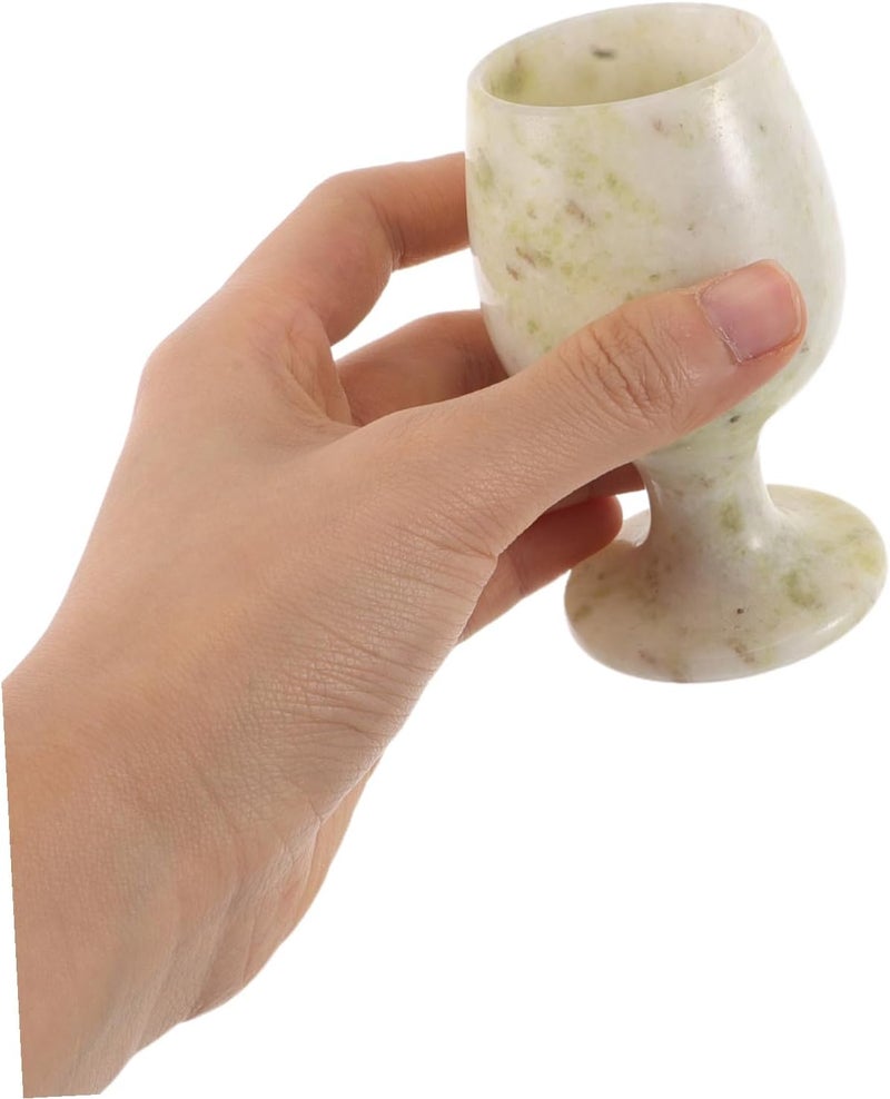 PRETYZOOM Vintage Medieval Goblet Jade Wine Cup 52x85mm Stone Chalice Cup Decorative Drinking Vessel for Renaissance Ceremonial Wedding and Home Bar - Image 4
