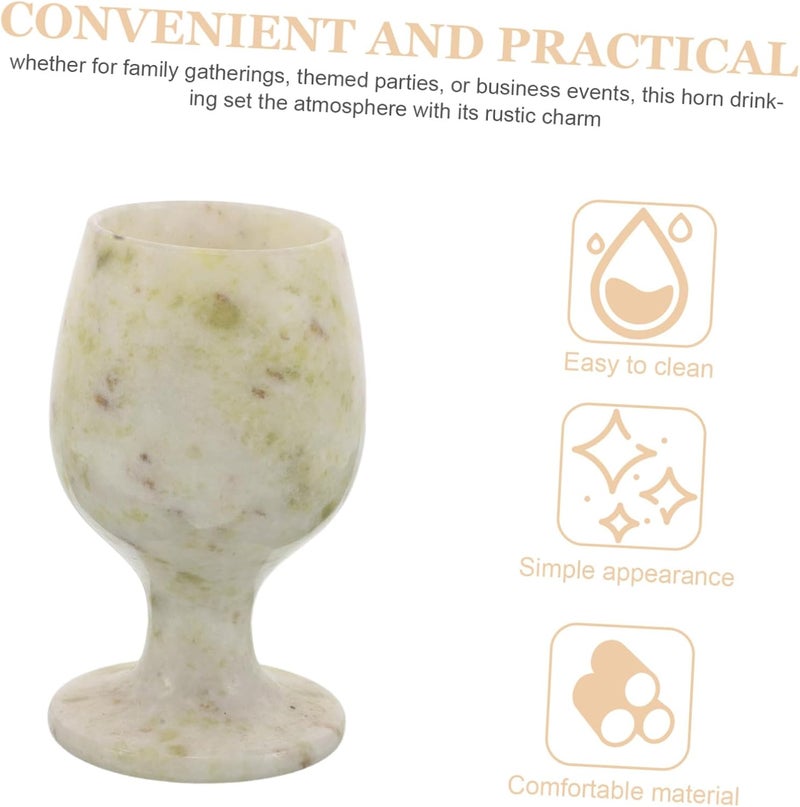 PRETYZOOM Vintage Medieval Goblet Jade Wine Cup 52x85mm Stone Chalice Cup Decorative Drinking Vessel for Renaissance Ceremonial Wedding and Home Bar - Image 3