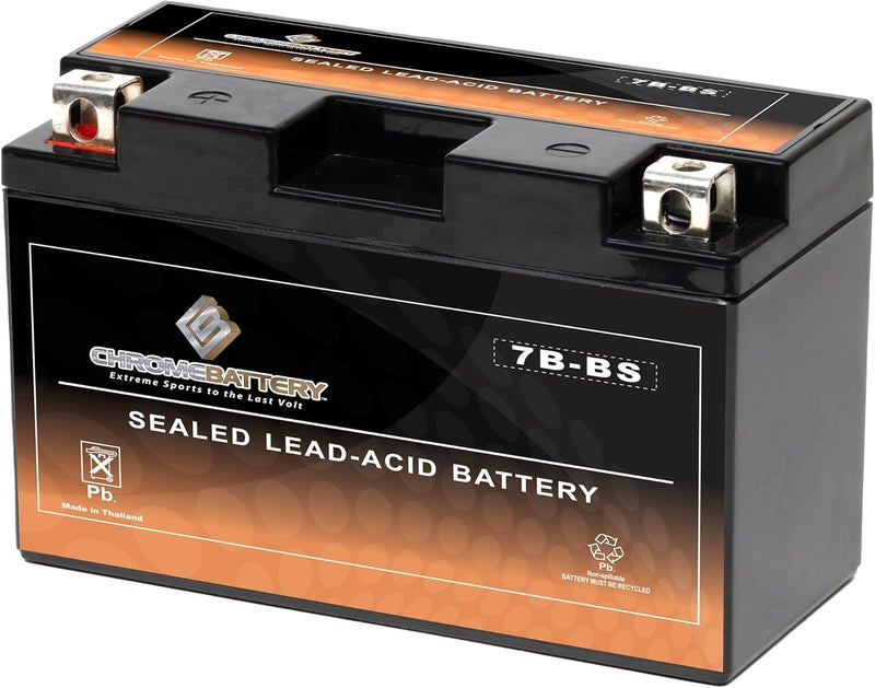 CB CHROMEBATTERY بطارية YT7B-BS 12V 110 CCA AGM – بطارية خالية من الصيانة للدراجات الرباعية، الدراجات النارية، السكوتر، جت سكي – 7 Ah T3 صمولة وبرغي – تناسب ياماها رابتور 250، هوندا CRF150، بولاريس أوتلاو والمزيد - Image 2